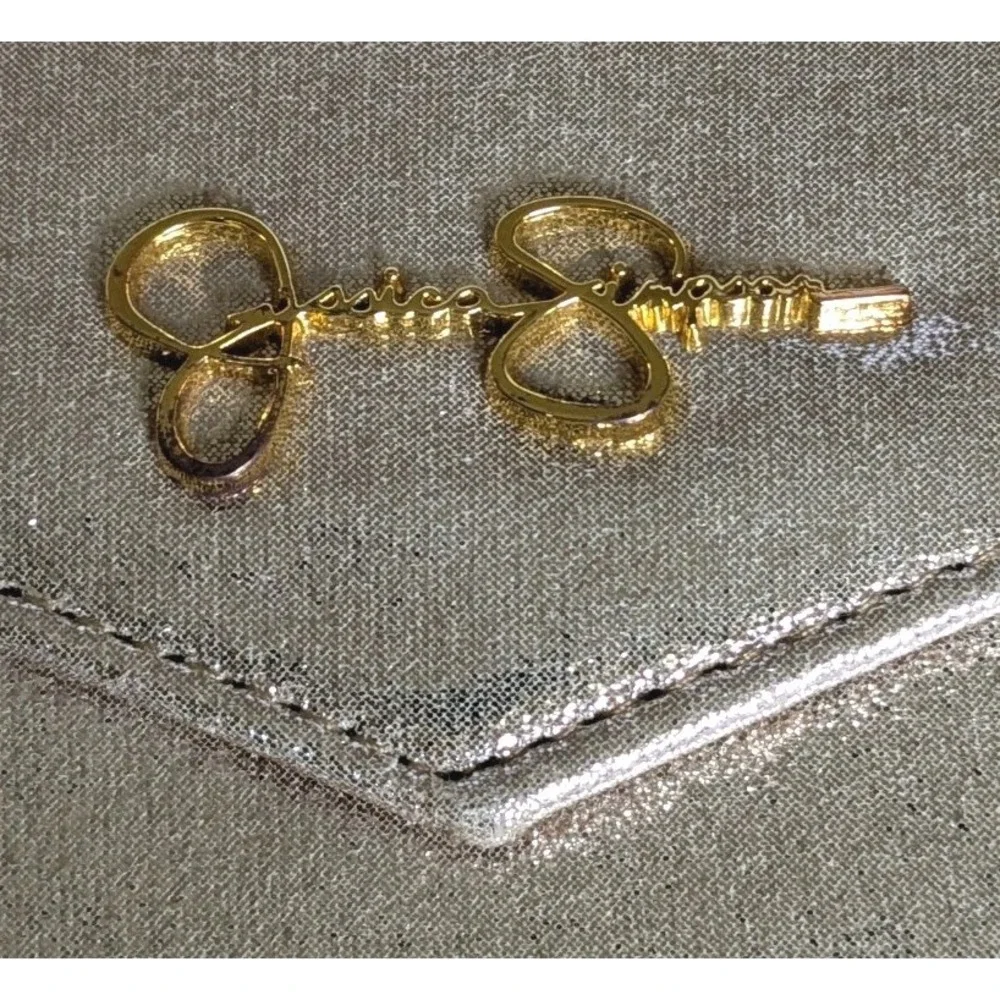Envelope Clutch Gold Wristlet Jessica Simpson Pocketbook Walket Shimmery Y2K Bag